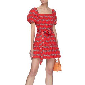 ALICE + OLIVIA Sz 2 Collette Puff Sleeve Zebra Print Mini Dress